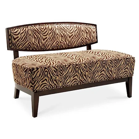 Bench with Brown Zebra Print Cushioned Upholstery